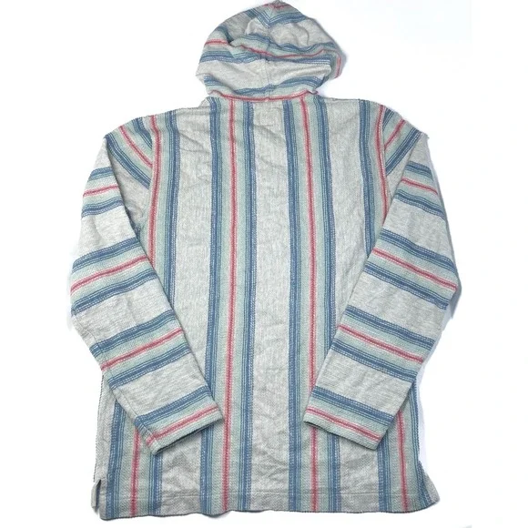 Faherty Men's Biarritz Terry Hoodie Sz S White Multicolor‎ Striped Poncho Surfer - Picture 3 of 14